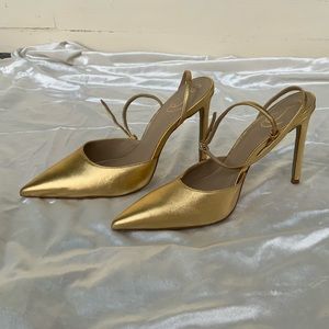 Sam Edelman Avril Gold Pump Heel Gold Mine Leather Size 9.5